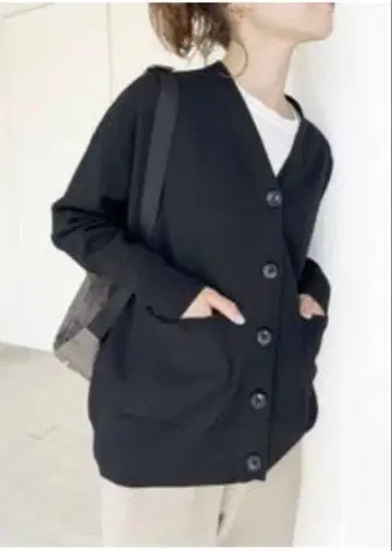 새상품급 스픽 앤 스팬 더블 자카드 빅 가디건 블랙