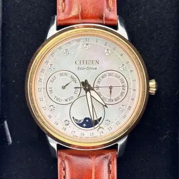 레어 새상품급 시티즌 8651-S128722 문페이즈 솔라 손목시계