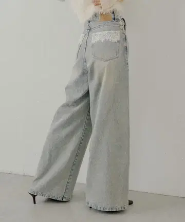 [ 중고 ] chico 포켓 레이스 와이드 데님