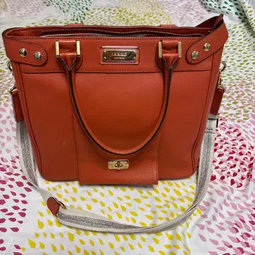 IANNE 오렌지 숄더백 이치고 패턴