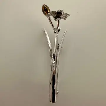 쇼비도 꽃 실버 골드 꽃 모티브 브로치 SILVER 각인 있음