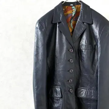 테일러드 자켓 가죽 자켓 포켓 부착 안감 부착 레트로