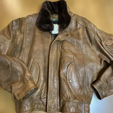 빈티지 G1 플라이트 자켓 옷깃 보아 천연 가죽 브라운 라이너 양가죽