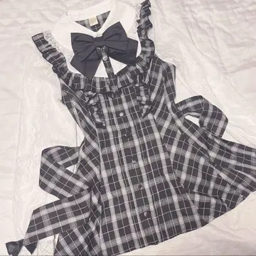 시크릿허니 셋업 블라우스만 양산형 지뢰 블랙 체크