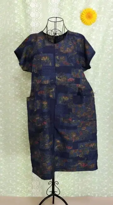 핸드메이드 기모노 리메이크 기모노 원피스 네이비