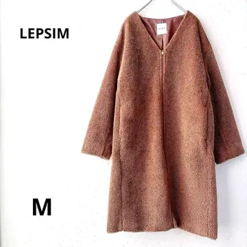 LEPSIM/V넥 롱 보아 코트/M/오버 사이즈/브라운/경량 아우터