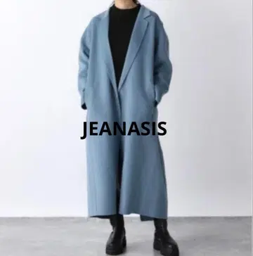 JEANASIS 라이트 블루 롱 코트 드롭 숄더 체스터 코트