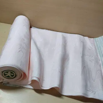 미사용 라이트 핑크 꽃무늬 기모노 옷감 1필 실크 100