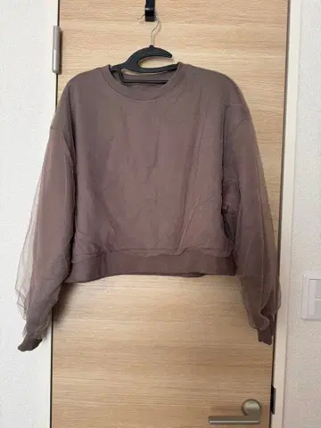 튤 레이어드 속기모 숏 맨투맨 상의