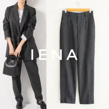 새상품급 IENA LA TORRE 핀스트 헤링본 테이퍼드 팬츠 그레이