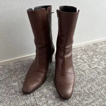 가죽 힐 부츠 브라운 24cm