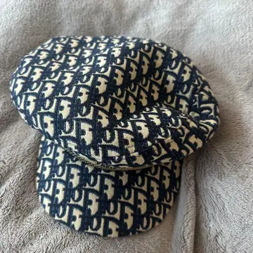 로고 패턴 버킷 햇 네이비/베이지