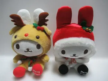 우사즈킨 봉제 인형 크리스마스 산타 루돌프 2체 세트 레트로