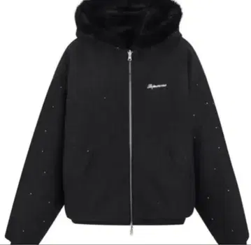 andwang Kirakira 2way fur zip up (black)