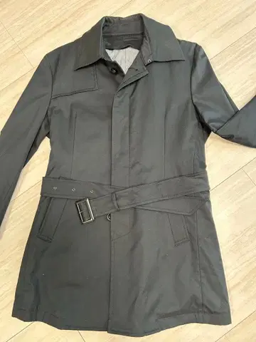 COMME CA MEN 벨트 포함 블랙 스텐카라 코트 S