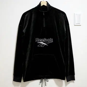 리복 클래식 블랙 하프 지퍼 벨로아 트레이닝복