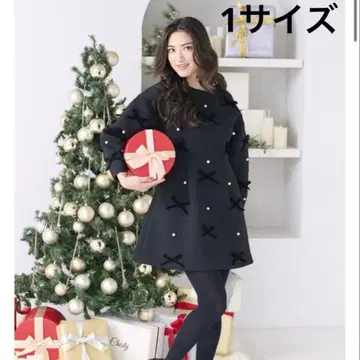 체스티 Ayano x Chesty 벨로아 리본 펄 원피스