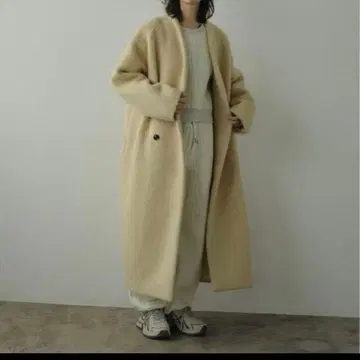 안느크 택 포함 새상품 샤기 울 코트