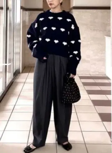 nknit 니트 하트 니트 네이비