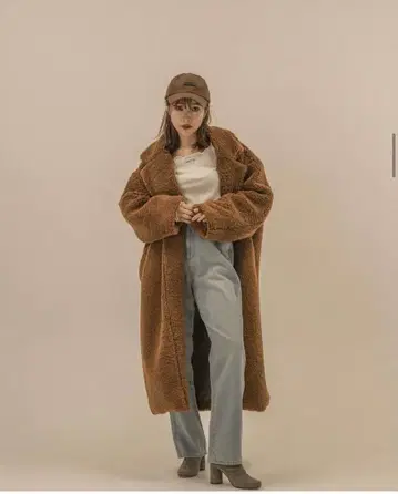 n.with 보아 롱 코트 (브라운)