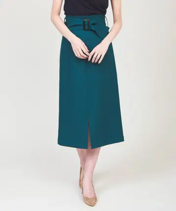 택 포함 새상품 The Vignia 벨트 포함 A라인 롱 스커트 그린