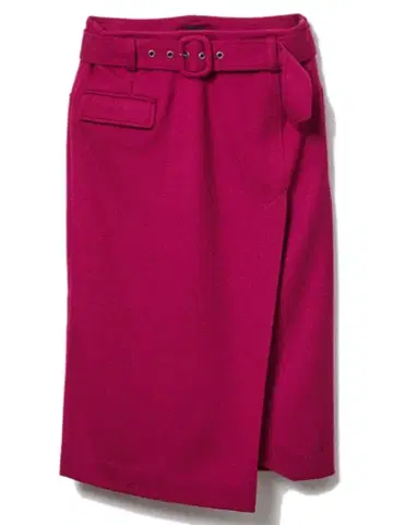 새상품 DRWCYS 도로시 울 혼방 벨트 타이 스커트 핑크