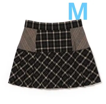 andmary Coco check pleats skirt black M