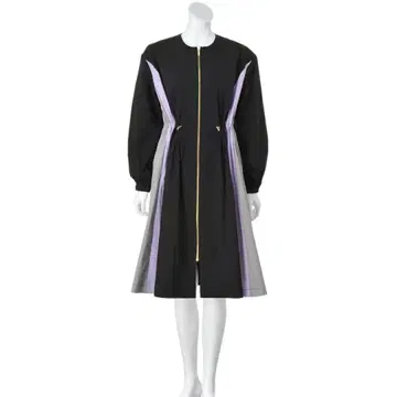 택 포함 새상품 Dinos 디노스 바이컬러 컬러 블록 노카라 코트