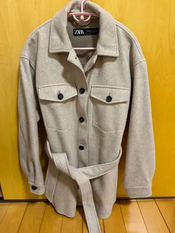 ZARA 아우터 코트 베이지 울 코트 XS