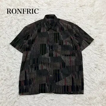 RONFRIC 반팔 셔츠 구제 의류 빈티지 올 패턴 워셔블 레트로