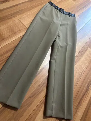 ZARA 와이드 팬츠 XS 카키 허리 인조 가죽