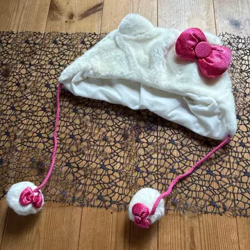 헬로키티 퍼 캡 폼폼 포함 유니버셜 키티 모자 USJ