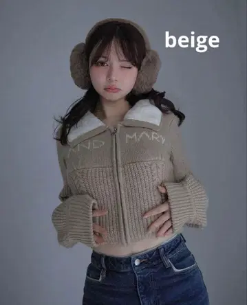 정품 andmary Mary 로고 집업 탑 베이지