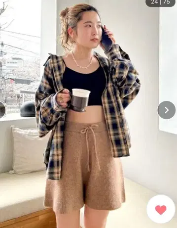 Ungrid 니트 하프 팬츠 베이지