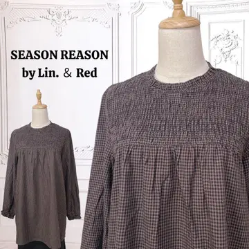 [시즌 리즌] 튜닉 [M~F] 브라운 깅엄 체크 패턴 긴팔