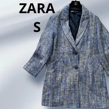 [ ZARA자라S ] 블루 계열 트위드 코트 체스터 코트