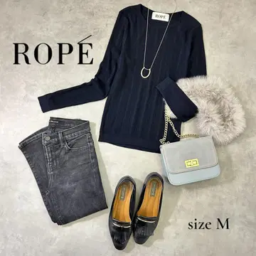 [ 새상품급 ] ROPE 울100% 고급 리브 니트 블랙 M