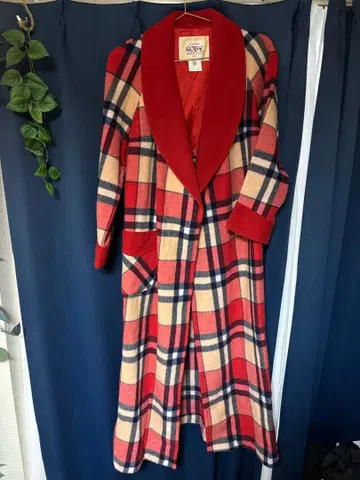 체크 가운 레트로 크리스마스 컬러