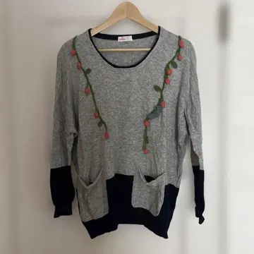 네넷 네넷 켐시 니트 M 사이즈 그레이 나무 열매 이모시