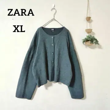 ZARA 자라 크롭 기장 샤기 니트 가디건 XL