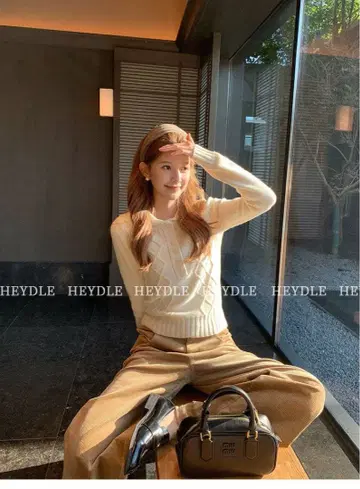 [ 미사용품 ] 다이아몬드 편직 폴로 니트