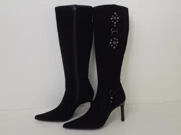 세븐틴엘르 롱 부츠 스웨이드 블랙 36 미사용