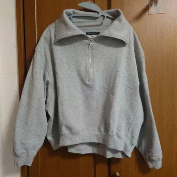 라이트온 하프 지퍼 맨투맨 풀오버 그레이 S