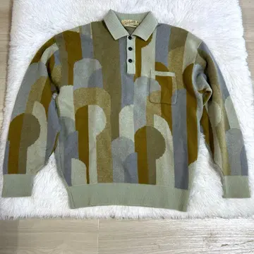 캐시미어 기하학 패턴 스웨터 M 50년 정도 된 상품