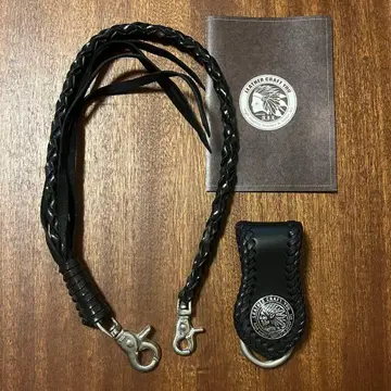 [ 미사용 ] 바이커즈 지갑 로프 벨트 루프 천연 가죽 가죽 공예 유