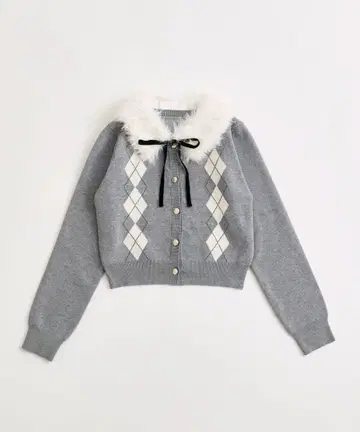 퍼 티펫 포함 아가일 니트