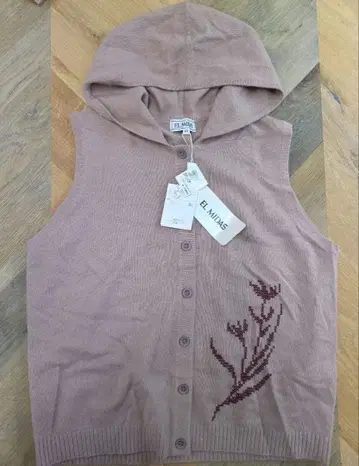 [ 새상품 ] EL MIDAS 후드 부착 니트 베스트 핑크 y52