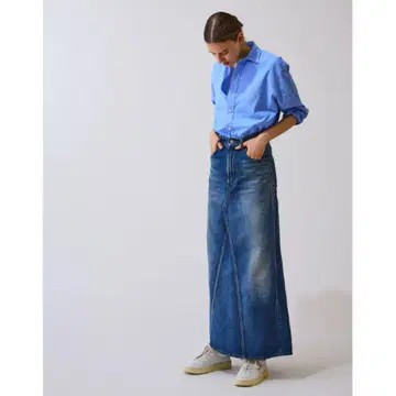 24SS THE SHINZONE 리메이크 데님 스커트 고급 롱