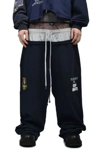 3 LAYERED SWEATPANTS NAVY S 사이즈