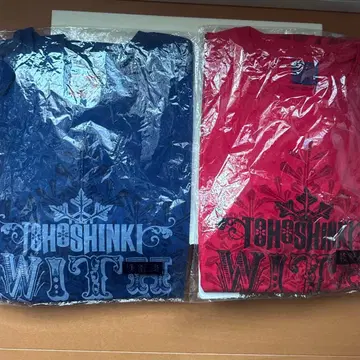 동방신기 WITH 티셔츠 네이비 레드 S 사이즈 2장 세트